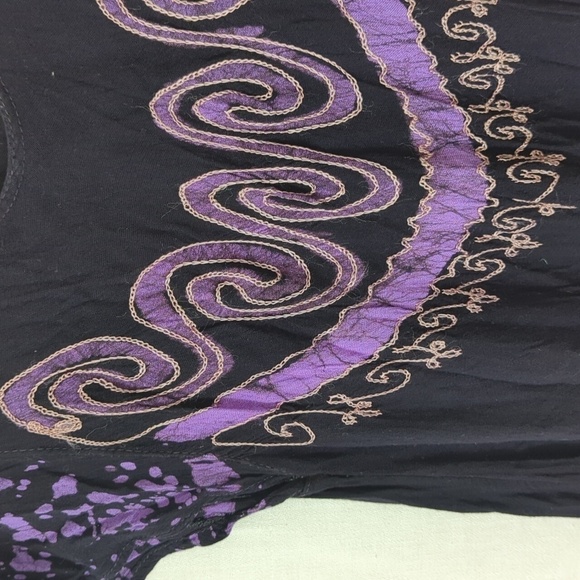 🍉 ASHA Black Purple Flowy Midi Dress One Size - Picture 3 of 6